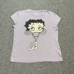 Betty Boop Bling Queen Graphic T-Shirt Purple Heathered XXL Women Short Sleeve